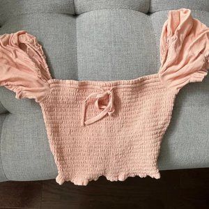 Wilfred pink smocked blouse